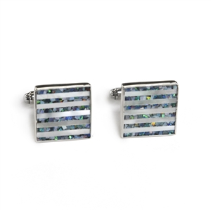 Square Opal and Mother of Pearl Pinstripe Cufflinks