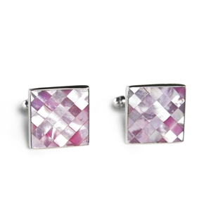 Square Pink Mussel Shell Cufflinks