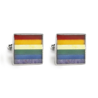 Rainbow Stripe Inlay Cufflinks