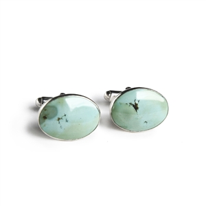 Natural turquoise sterling silver oval cufflinks