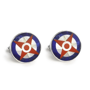 Round Compass Rose Inlay Cufflinks