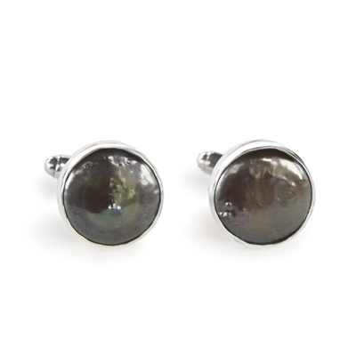 Round Gray Coin Pearl Cufflinks + MORE COLORS