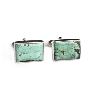 Rectangle turquoise sterling silver cufflinks