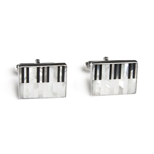 Rectangle Mother of Pearl Piano Inlay Cufflinks
