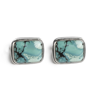 Framed Rectangle turquoise sterling silver cufflinks