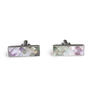 Pink and Gray Mother of Pearl Bar Cufflinks