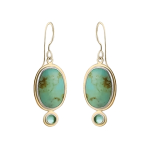 Sterling silver and 14k yellow gold filled turquoise earrings