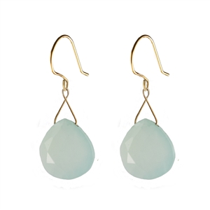 Large Twinkling Drop Earrings in Peruvian Chalcedony