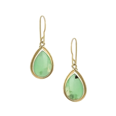 Gilded Teardrop Earrings in Chrysoprase