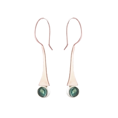 Trumpet Flower Earrings in 14k Gold Filled and Green Tourmaline