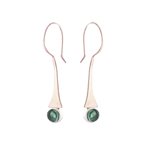 Trumpet Flower Earrings in 14k Gold Filled and Green Tourmaline