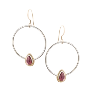 Splendid Hoop Earrings with 14k Gold Filled in Pink Tourmaline