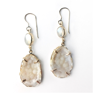 occo druzy earrings with blue moonstone