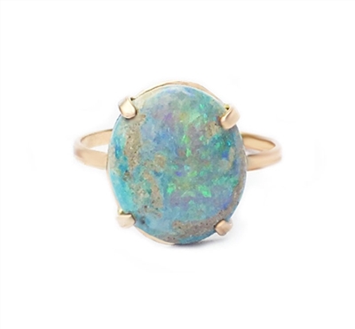 Prong set Mintabie opal ring