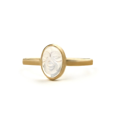 Blue Moonstone Carved 14k Gold Filled Ring