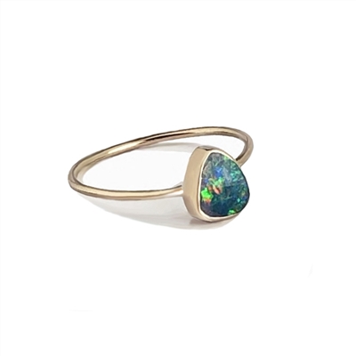 14k gold filled stacking ring with opal gemstone.