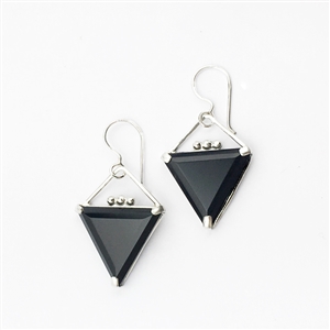 Triangle Earrings in Faceted Black Onyx