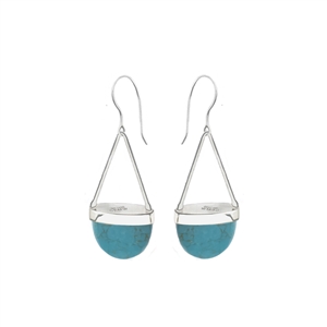 Long sterling silver drop earrings in turquoise