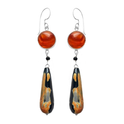 Bittersweet Earrings in Carnelian and Jasper