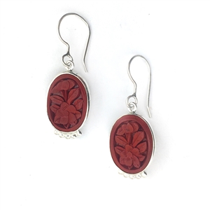 Silver cinnabar earrings