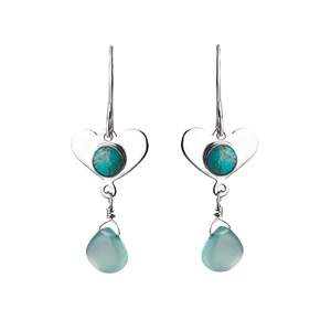 Forget Me Not Earrings in Turquoise and Peruvian Chalcedony