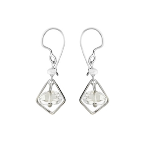 Herkimer and Silver Diamond Earrings