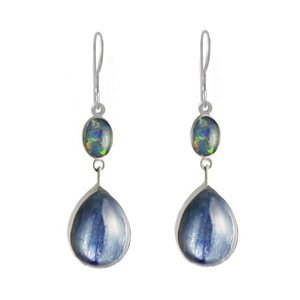 Blue Sky Earrings in Kyanite and Opal