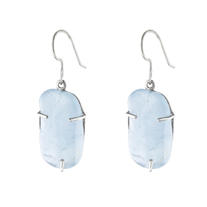 Prong Set Free Form Aquamarine Earrings in Sterling Silver by Great Falls Jewelry