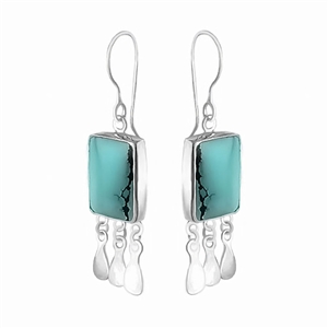 Sterling silver fringe earrings in turquoise