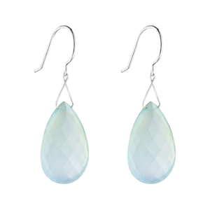 Long Faceted Twinkling Briolette Earring in Peruvian Chalcedony