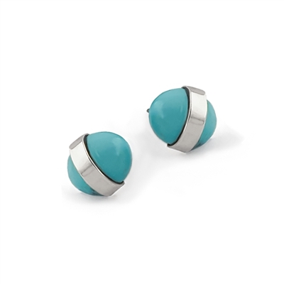 Orbit Sterling Silver Stud Earrings in Turquoise