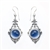 Sterling silver vintage style earrings using victorian filigree in blue onyx.