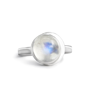 Moon Ring in Rainbow Moonstone