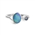 Opal adjustable ring with blue sapphire in Sterling Silver.
