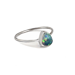 Sterling silver  stacking ring with opal gemstone.