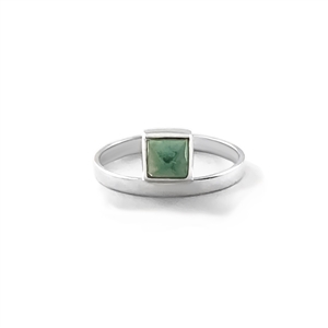 Square Stone Stacking Ring in sterling silver and tourmaline