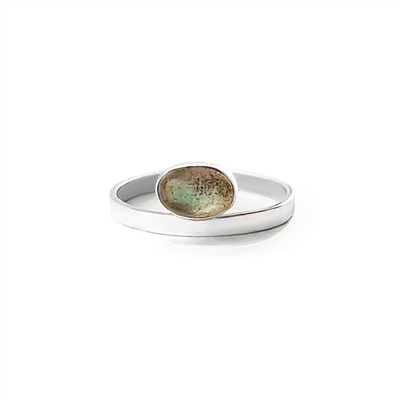 Oval Stone Stacking Ring in sterling silver and tourmaline