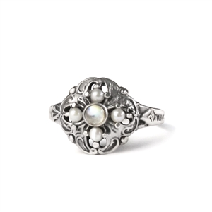 Round Stone and Pearl Antique Ring +  More Colors