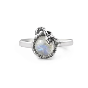 Antique Victorian Style Snake Ring in Rainbow Moonstone