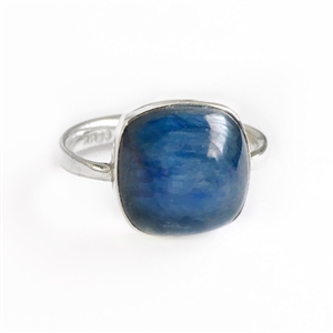 Kyanite Soft Cushion Ring in Sterling Silver