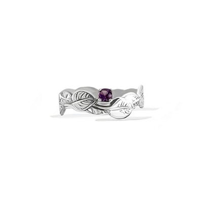 Sterling silver band with a faceted amethyst