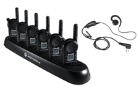 Motorola CLS1110 Complete Package - 6 Radios, 6 Earpieces, 6-Bank Charger