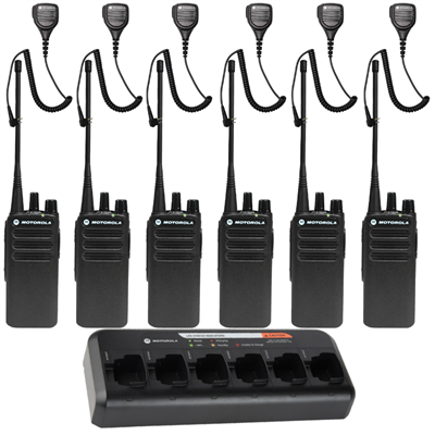 CP100d UHF Digital Combo Pack - 6 Radios, 6 Speaker Mics, & 6-Bank Charger