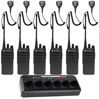 CP100d UHF Analog Combo Pack - 6 Radios, 6 Speaker Mics, & 6-Bank Charger