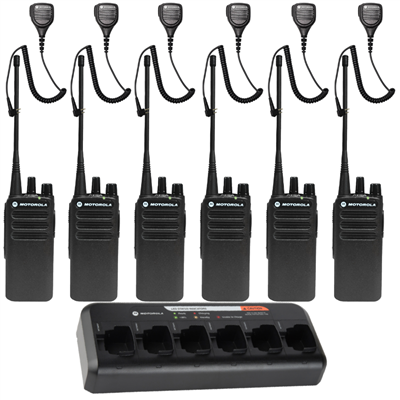 CP100d VHF Analog Combo Pack - 6 Radios, 6 Speaker Mics, & 6-Bank Charger