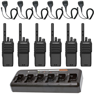 CP200d-R2 UHF Digital Combo Pack - 6 Radios, 6 Speaker Mics, & 6-Bank Charger