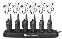 Motorola DLR1020 6 Pack Two Way Radio Bundle with Accessories