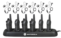Motorola DLR1060 Complete Package - 6 Radios, 6 Earpieces, 6-Bank Charger