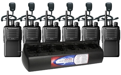 Vertex VX-261-G7-5 UNI UHF 6 Pack with Speaker Mics and Bank Charger