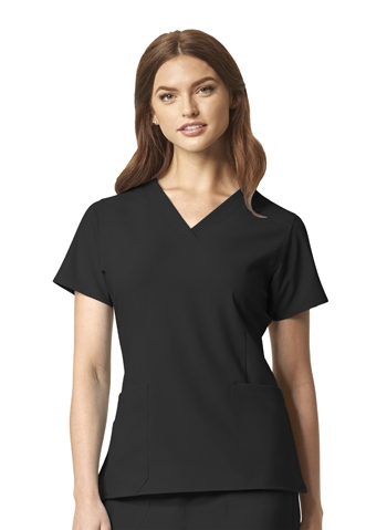 WonderWink - Ladies Black WW INDY 4.0 V-Neck Scrub Top. 1600